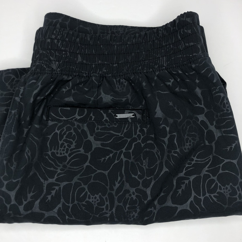 Orvis Women's Large Black Rose Embossed Sport Travel Skort Tennis Skirt